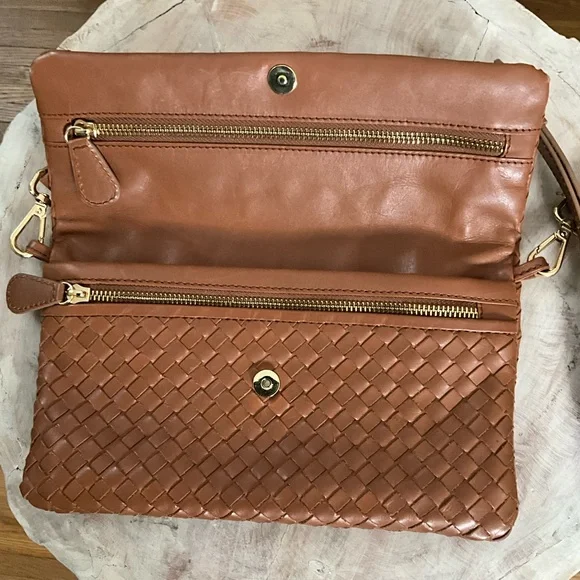 Quince Italian Leather Convertible Folder Clutch / Cognac - Picture 3 of 6
